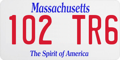 MA license plate 102TR6