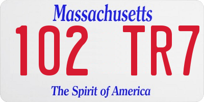 MA license plate 102TR7