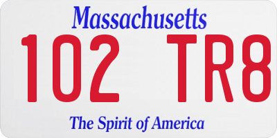 MA license plate 102TR8