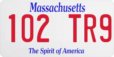 MA license plate 102TR9