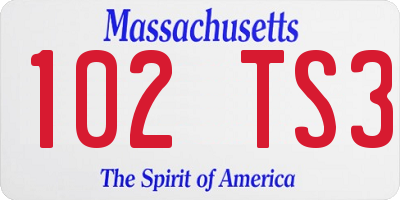 MA license plate 102TS3