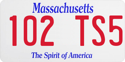 MA license plate 102TS5