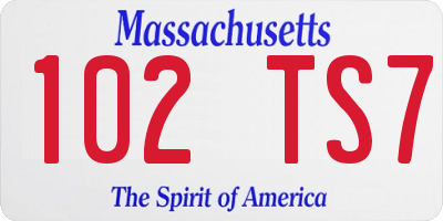 MA license plate 102TS7