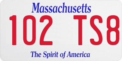 MA license plate 102TS8