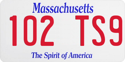 MA license plate 102TS9