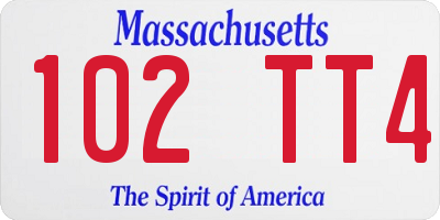 MA license plate 102TT4