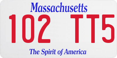 MA license plate 102TT5