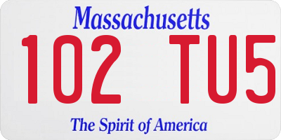 MA license plate 102TU5