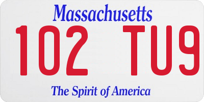 MA license plate 102TU9