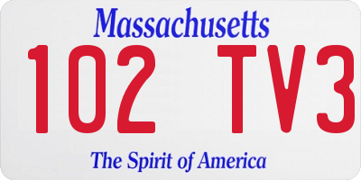 MA license plate 102TV3