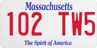 MA license plate 102TW5