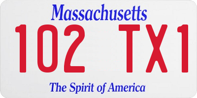 MA license plate 102TX1