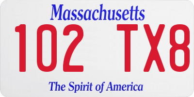 MA license plate 102TX8