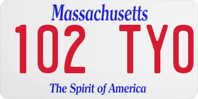 MA license plate 102TY0