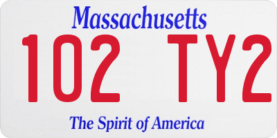 MA license plate 102TY2