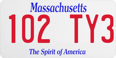 MA license plate 102TY3