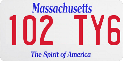 MA license plate 102TY6