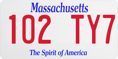 MA license plate 102TY7