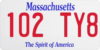 MA license plate 102TY8