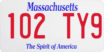 MA license plate 102TY9