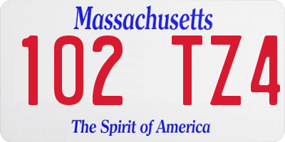 MA license plate 102TZ4