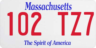 MA license plate 102TZ7