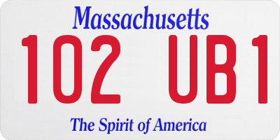 MA license plate 102UB1
