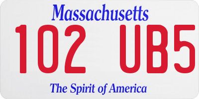 MA license plate 102UB5