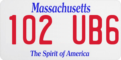 MA license plate 102UB6