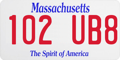 MA license plate 102UB8