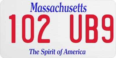 MA license plate 102UB9