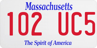 MA license plate 102UC5