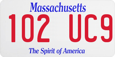 MA license plate 102UC9