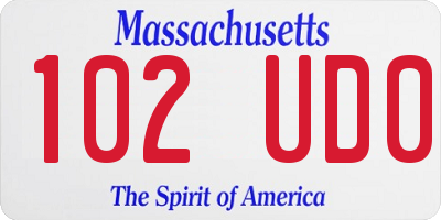 MA license plate 102UD0
