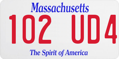 MA license plate 102UD4