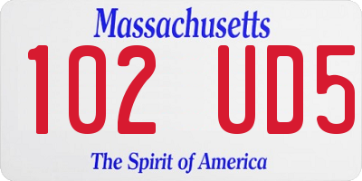 MA license plate 102UD5