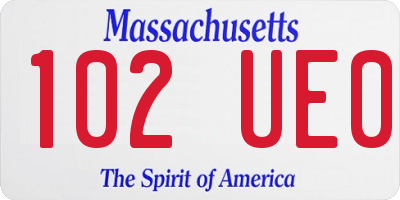 MA license plate 102UE0