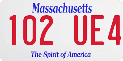 MA license plate 102UE4