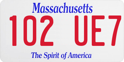 MA license plate 102UE7