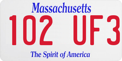 MA license plate 102UF3