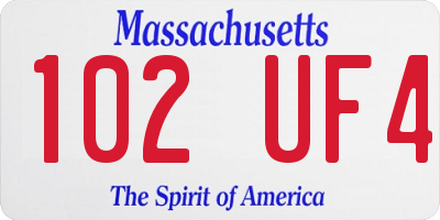 MA license plate 102UF4