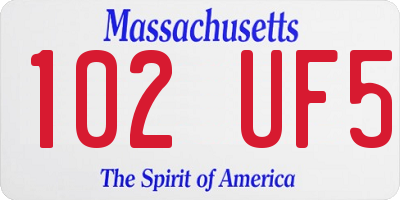 MA license plate 102UF5