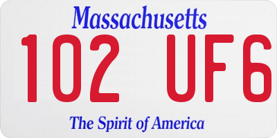 MA license plate 102UF6