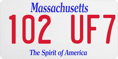 MA license plate 102UF7