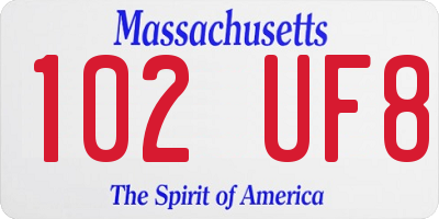 MA license plate 102UF8