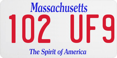 MA license plate 102UF9