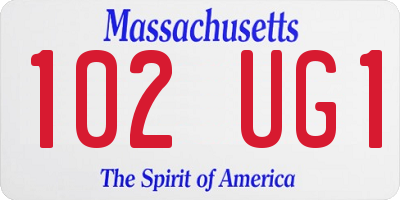 MA license plate 102UG1