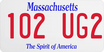 MA license plate 102UG2