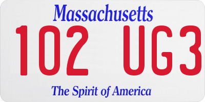MA license plate 102UG3