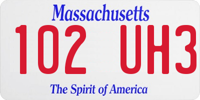 MA license plate 102UH3